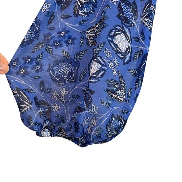 ELIZA J Floral Print Balloon Sleeve Ruffle Tiered Skirt Wrap Midi Dress - Picture 6 of 7